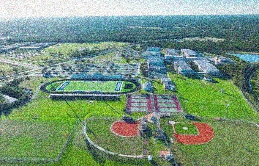 aerial view of football academy facilities